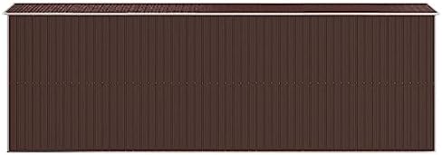 Large Metal Garden Shed, 75.6 x 75.6 x 87.8 Inch Outdoor Storage Building, Galvanized Steel Utility Shed for Backyard, Lawn Equipment, and Pool Supplies, Brown