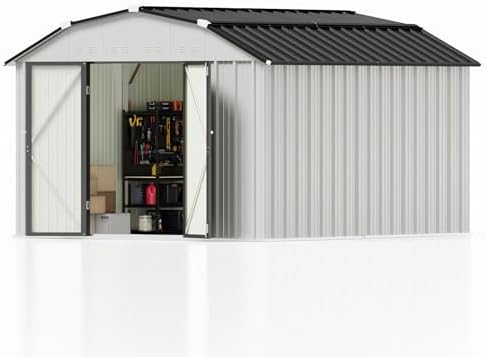 Patiowell 10x12 FT Barn Style Metal Storage Shed