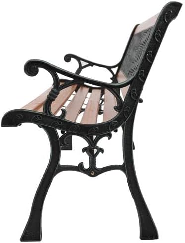 Outvita 49.5in Garden Bench, Deck Hardwood Seat and Metal Armrest Park Bench for Patio Front Porch Path Yard Lawn Poolside (Rhombic)