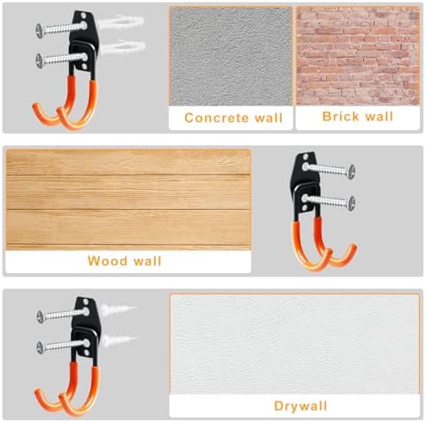 Heavy Duty Garage Hooks for Hanging, 2 Pack Metal Garage Organization Hooks, Garage Storage Hooks for Ladder Extension Cord Cable, Wall Mount Small Utility Hooks, Garden Tool Organizer/Hanger