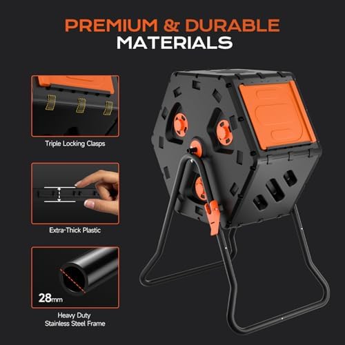 Compost Tumbler 22.5 Gallon/85L, Easy Assemble Compost Bin Outdoor