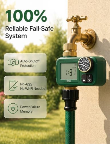 MOES 1-Zone Water Timer for Garden Lawn Hose, Brass 3/4 Inlet & Outlets