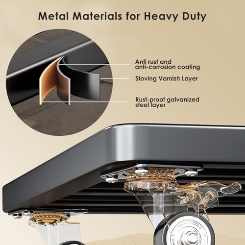 18" Metal Plant Caddy with Wheels Heavy Duty,Square Large Plant Stand Indoor Outdoor Use,Rolling Plant Dolly with Industrial Casters,Rust-Proof Black Plant Tray for Large Planters Pots,2-Pack