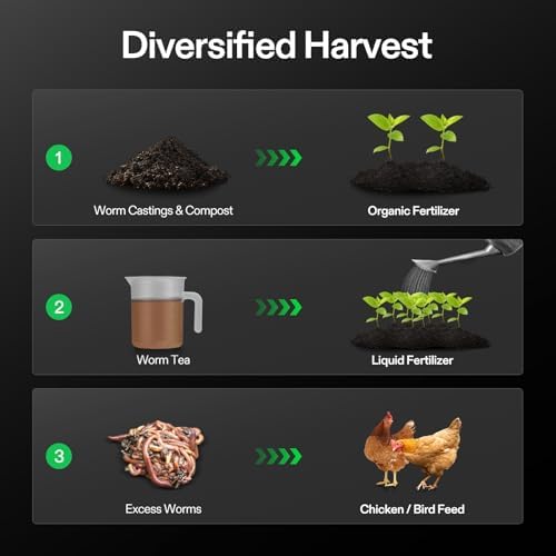 VIVOSUN 5-Layer Worm Compost Bin, 50L Worm Composter, Easy Setup Inclusive Worm Farm Kit for Recycling Food Waste