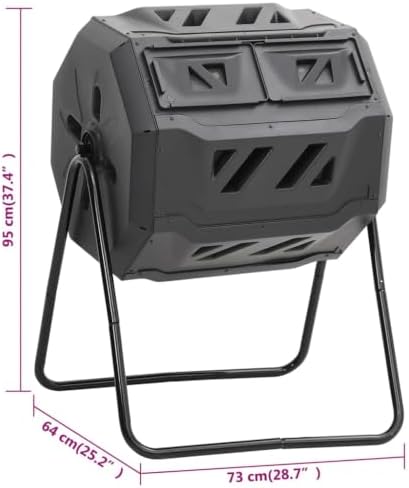 42.3 gal Compost Bin, 28.7x25.2x37.4in Rotating Tumbler, Dual