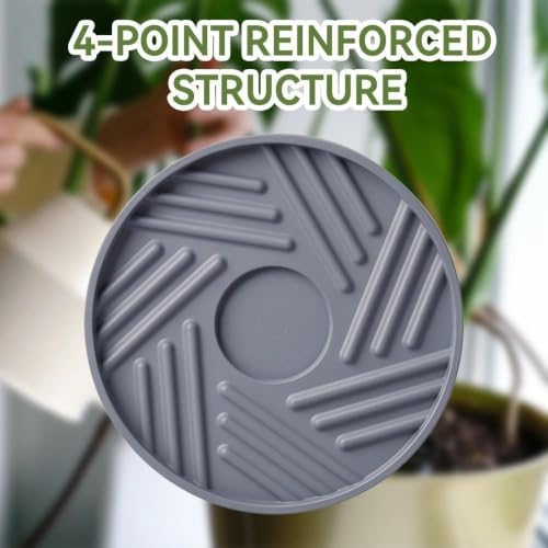 1 Pcs Plant Caddy with Hidden Wheels 14.76 Inch Heavy Duty Rolling Plant Stand, Indoor Outdoor Plant Saucer Tray with $9.9 Garden Tools (Gray)