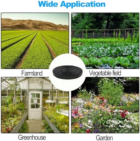 100 ft 5/8" Drip Irrigation Tape Kit Emitter Spacing 6" with 20PCS Drip Tape Connectors and 20PCS Drip Tape Row Ends Automatic Equipment for Garden Irrigation Wall Thickness : 15 mil 0.53GPH