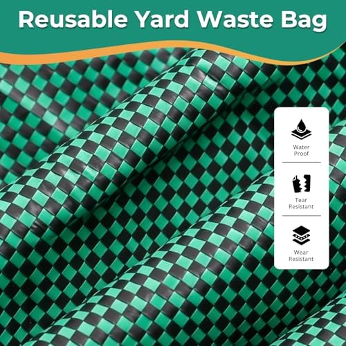 3 Pack 53 Gallon Reusable Yard Waste Bags, Dustpan-Type Leaf Collector Bag, Collapsible Heavy Duty Leaf Bags, Standable Garden Waste Bags for Collecting Leaves, Lawn Grass, Clippings and Branches