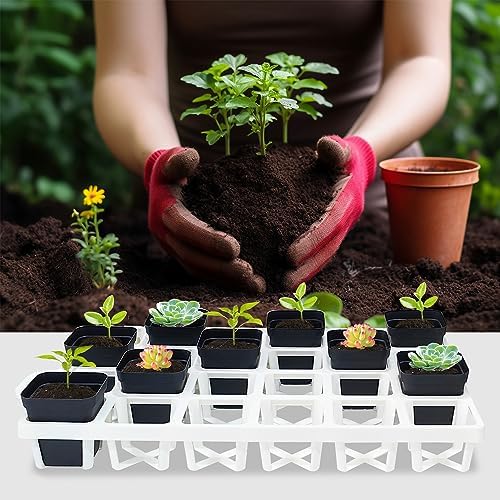 RooTrimmer 5 Pack Planting Pots Moving Trays for 3 inch(2.7 inch for Exact) Square Nursery Pots, 24 Cell Pots Carrier Holders(White)
