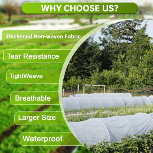 3-Pack 10Ftx40Ft Frost Cloth Plant Covers Freeze Protection 1.05oz Reusable