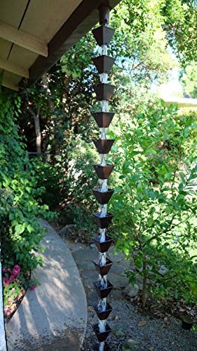 Nutshell Stores Medium Square Cups Rain Chain - Bronze - 9 Feet