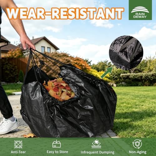 RAINDEWAY Drawstring Tarps 12x12 Feet Black Waterproof Leaf Tarp