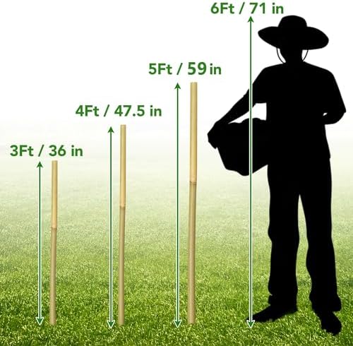 60Pcs Bamboo Stakes for Plant 4.8ft (57.5 inch), Garden Bamboo Plant Stakes for Plants Support, Climbing Plants, Tomatoes, Sunflowers, Beans, Potted Plants