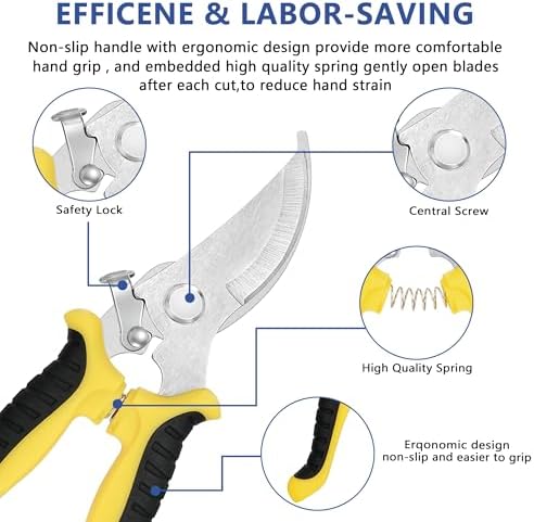 3-pack Garden Pruning Shears Set with Stainless Steel Blades, Bypass Pruners, Handheld Secateurs, Tree Trimmers, & Scissors Whetstone,a Clean Brush and a Hard Case, Ideal for trimming, pruning
