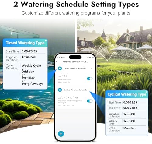 WiFi Water Timer for Garden Hose with Brass Inlet,Smart Hose Timer with WiFi Hub, APP & Voice Control,Up to 20 Watering Plans, 2-Zone Sprinkler Drip Irrigation System Controller for Yard Lawn Watering