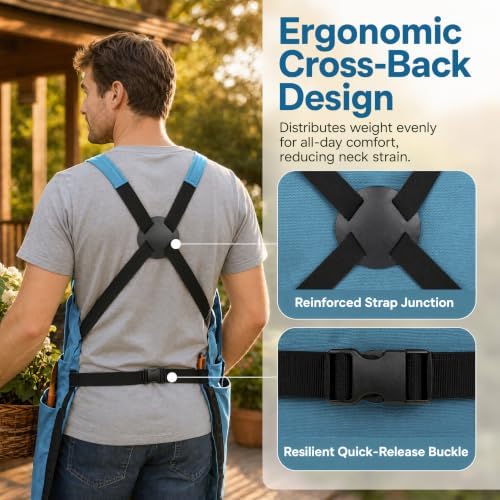Gardening Apron with Pockets, Heavy Duty Oxford Fabric Harvest Apron