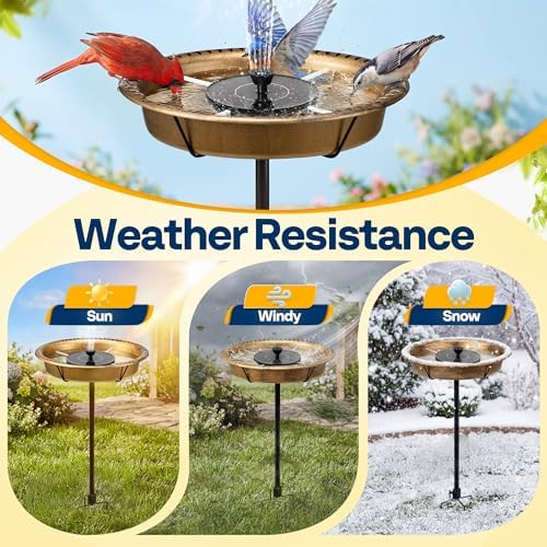 VIVOHOME Oval Bird Bath with Solar Fountain and Metal Ground Stake, Copper