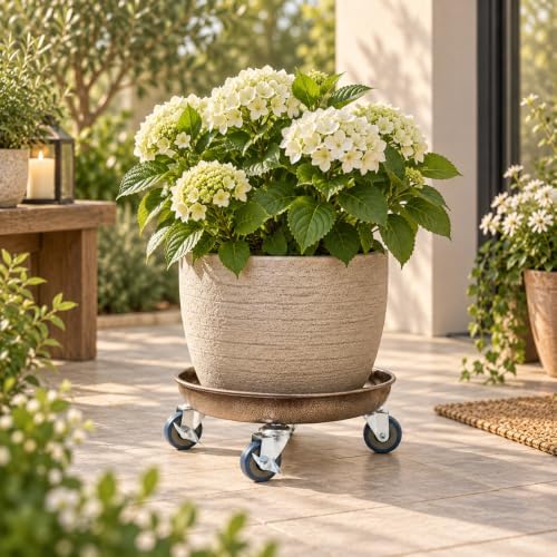1 Pack 12.2 Inch Metal Plant Caddy, Copper