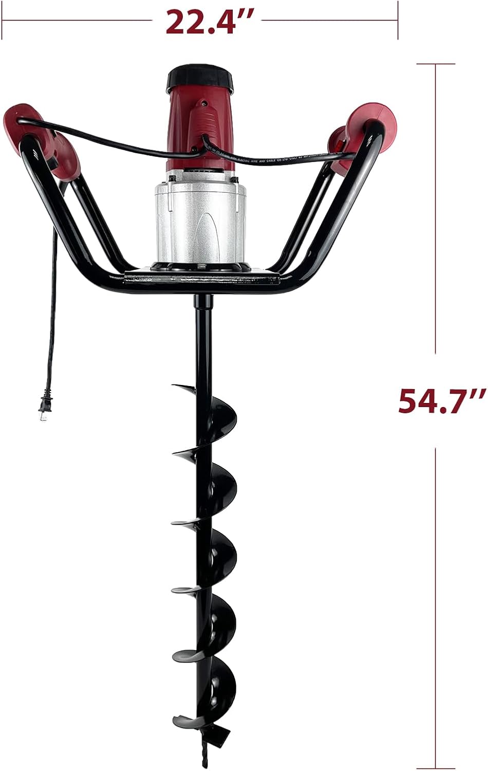 JACKCHEN 1500W Electric Post Hole Digger with Reverse, Double Handle Earth Auger with Storage Bag, 2×6"and 2×4" Auger Bit Earth Auger Drill, Ideal for Installing Fence Post, Drilling, Planting Trees