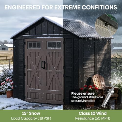 8x6 Ft Outdoor Storage Shed with Floor for Backyard, Patio, Lawn, Black