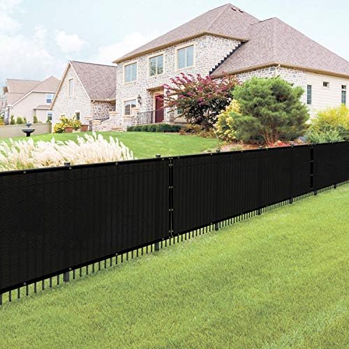 E&K Sunrise 6' x 4' Privacy Fence Screen with Grommets, Outdoor Windscreen Fence Covering Privacy Screen UV Blockage for Backyard Garden Patio, Zip Ties Included (Black)