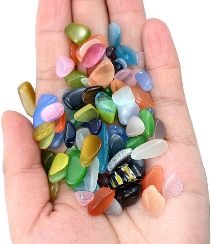 WAYBER Colorful Opal Pebbles, 2 Lbs/920g Decorative Crystal Stones Rocks Sea Glass Gravel Sand for Aquarium/Turtle Tank/Succulent Plants/Flowerpot/Vase Decoration
