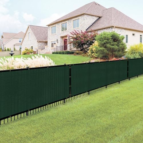 E&K Sunrise 6' x 163' Privacy Fence Screen with Grommets, Outdoor Windscreen Fence Covering Privacy Screen UV Blockage for Backyard Garden Patio, Zip Ties Included (Green)
