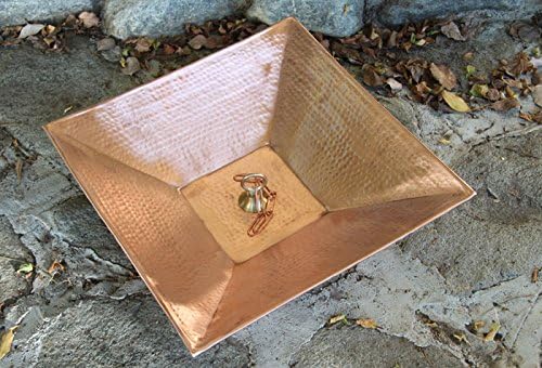 16" Square Hammered Copper Dish with Loop