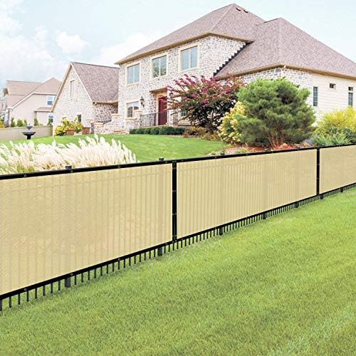 E&K Sunrise 6' x 80' Privacy Fence Screen with Grommets, Outdoor Windscreen Fence Covering Privacy Screen UV Blockage for Backyard Garden Patio, Zip Ties Included (Beige)