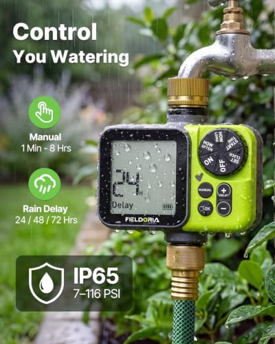 Sprinkler Timer, Brass Inlet Garden Hose Timer with Rain Delay
