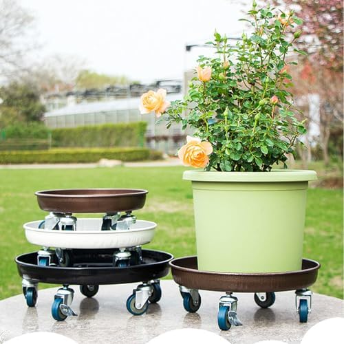 2 Pack 14" Heavy Duty Plant Dolly with Wheels, 280lbs Metal Rolling Plant Stand with Casters, Round Wheeled Planter Caddy Roller Base Carry Potted Tree Flower Pot for Indoor Outdoor Garden, Black
