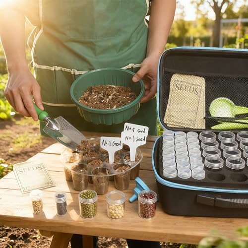 Seed Storage Organizer, 114 Slots Seed Storage Box with 20 Envelopes