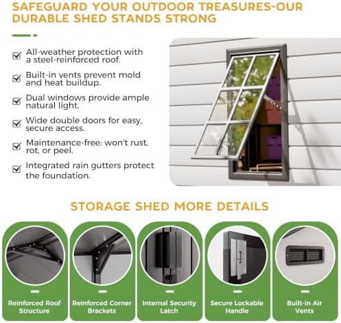 8x12 FT Resin Plastic Outdoor Storage Shed with Floor