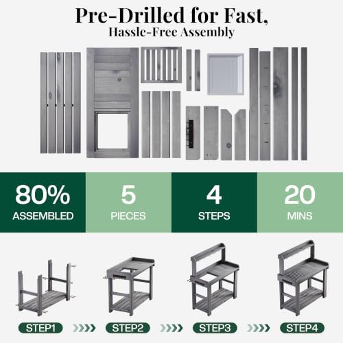 Jocisland Outdoor Solid Wood Potting Bench with Tabletop, Sink&Shelf, Gray