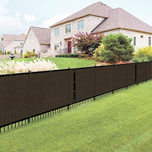 E&K Sunrise 6' x 69' Privacy Fence Screen with Grommets, Outdoor Windscreen Fence Covering Privacy Screen UV Blockage for Backyard Garden Patio, Zip Ties Included (Brown)