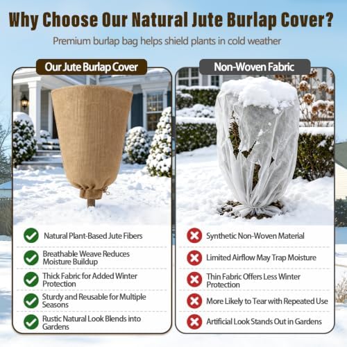 2 Packs 24 × 40 Inch Large Winter Plant Cover Bags with Drawstring