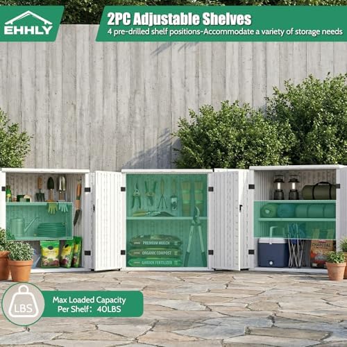 Heavy Duty Small Storage Cabinet Outdoor Weatherproof, 14 Cuft Garage Storage Cabinet with 2 Adjustable Shelves, Lockable Kitchen Pantry Closer Organizer, 31Wx23Lx34H, Polar White