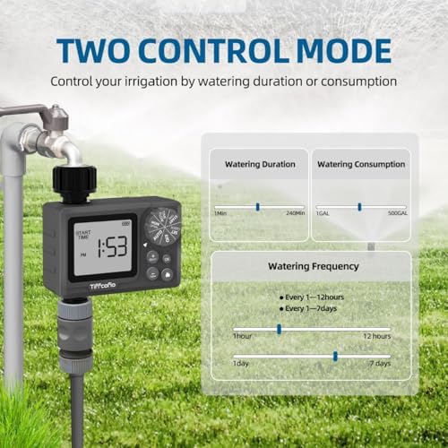 Sprinkler Timer Outdoor, Digital Programmable for Garden Hose, Irrigrtion Timer with Rain Delay and Manual Mode (Water Volume Control, 2 Packs)