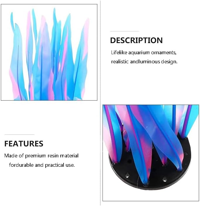 3Pcs Soft Silicone Aquarium Plants Set Glowing Kelp Fish Tank Plants Decor Artificial Blue Aquarium Plant Simulation Artificial Water Grass for Fish Tank,7.08in9.84in16.9in