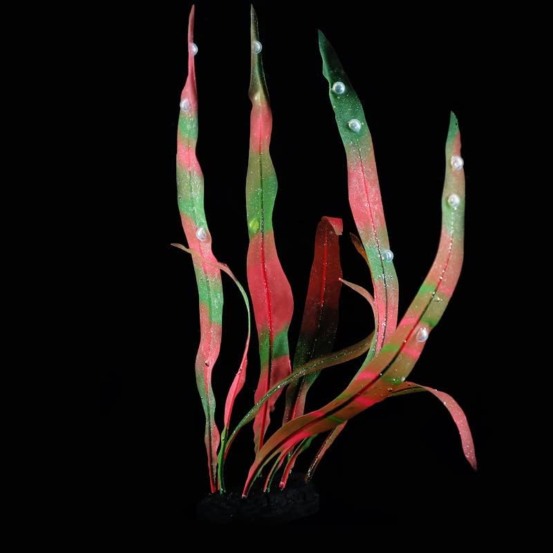 1Pc Aquarium Decoration Plants Simulation Artificial Water Grass Fish Tank Decor Plant Soft Silicone Glowing Kelp Ornament Aquarium Accessories,Red,9.84in