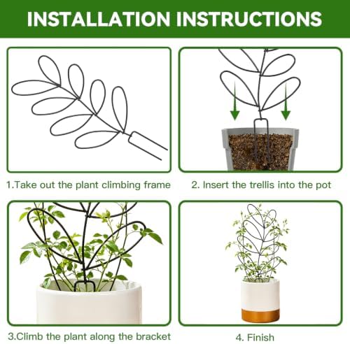 3 Pack 12 Inch Trellis for Climbing Plants Indoor, Rustproof Metal Trellis