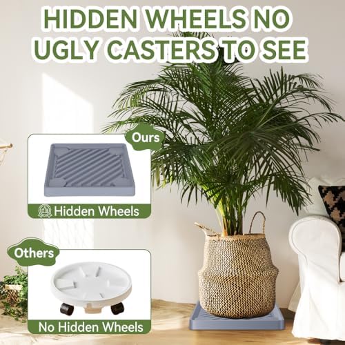 11" SquarePlant Caddy Beige with Hidden Wheels & Garden Tools Set