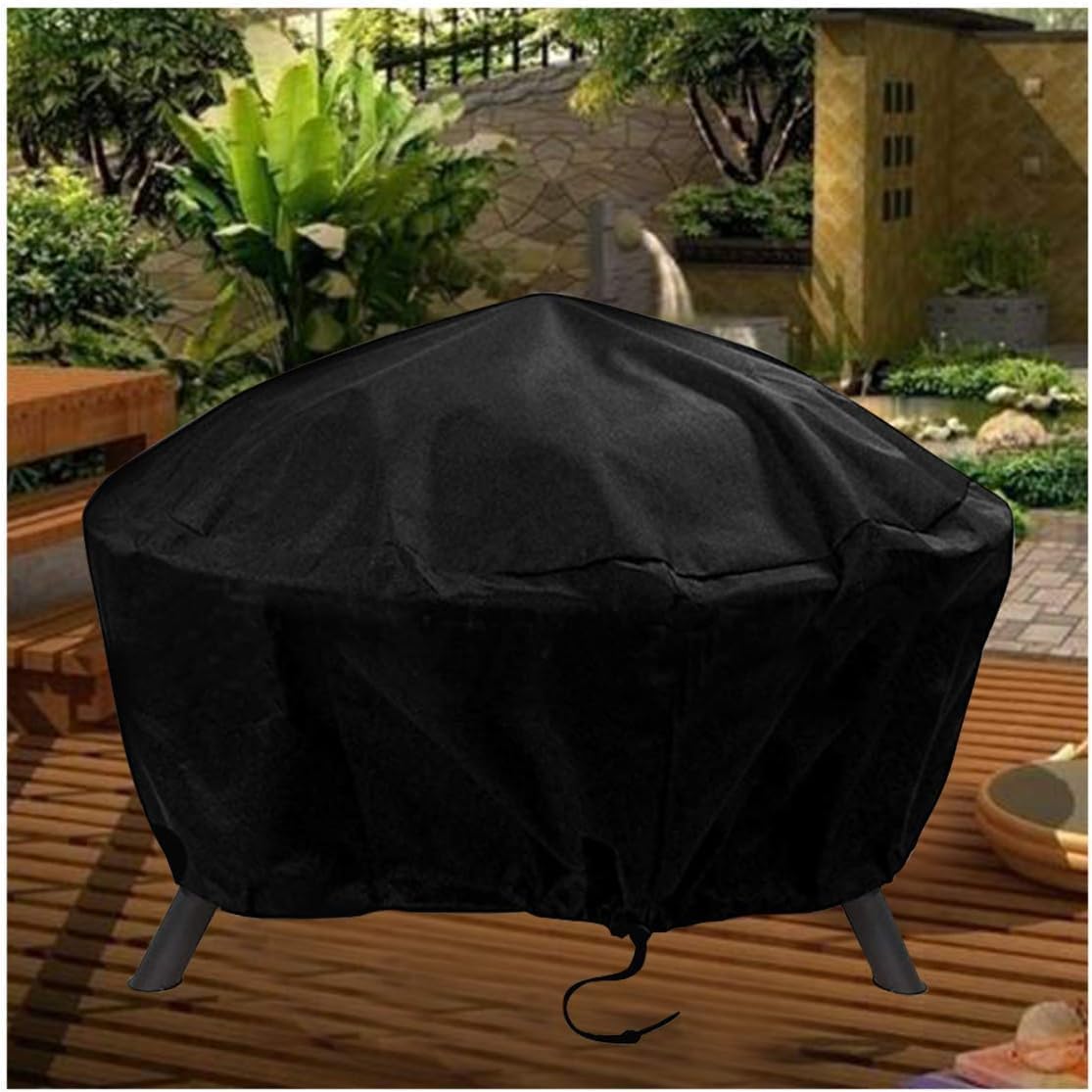Round Fire Pit Cover, 58 Inches Diameter, 58 x 24 inch Waterproof Firepit Covers, for Patio Fire Pit, Full Coverage Dustproof Anti UV Outdoor Fire Pit Cover