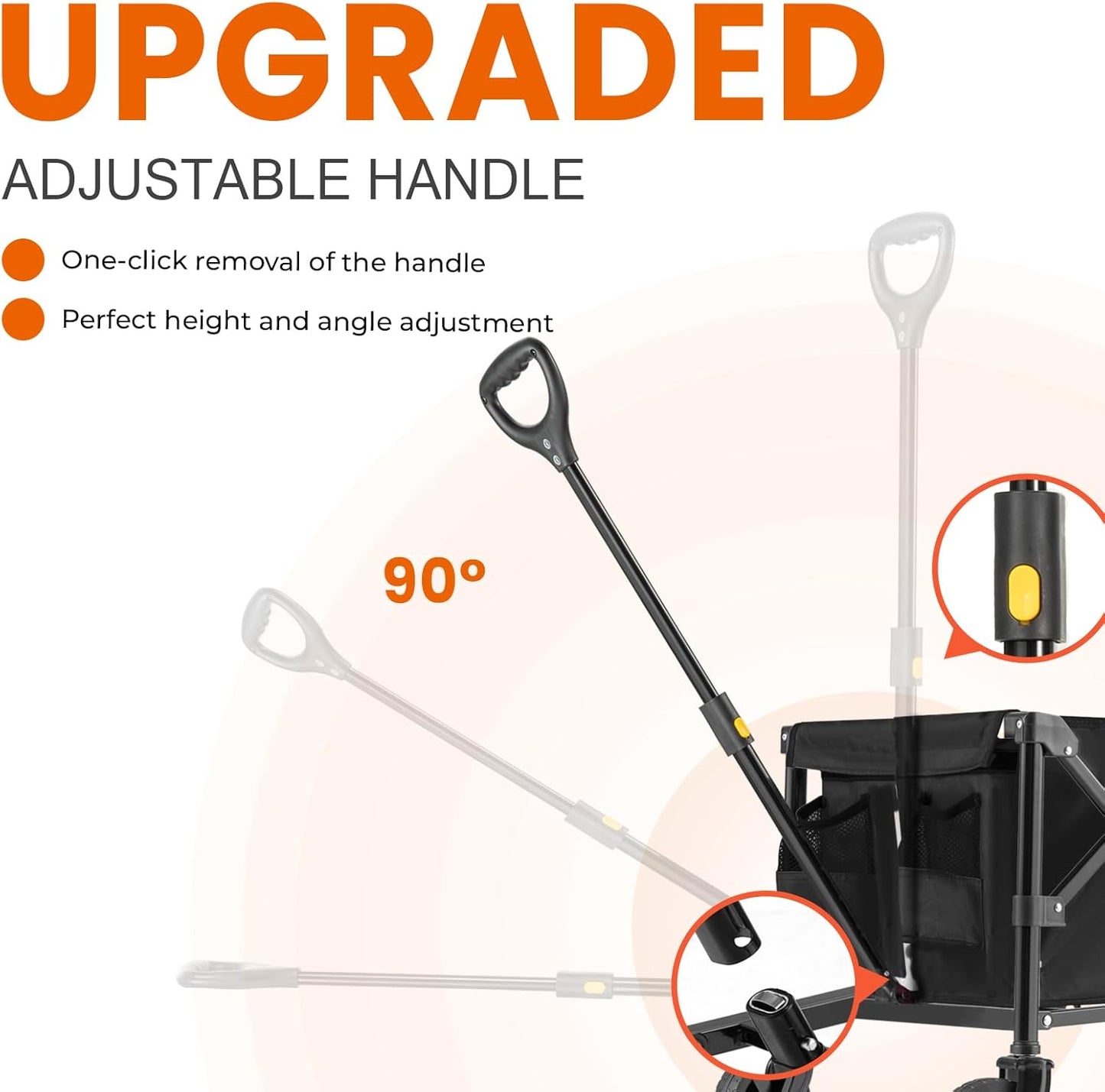 OVERMONT Collapsible Wagon with Tailgate - 220lbs Extended Lightweight Foldable Utility Wagons Folding Cart with Wheels - Small Garden Grocery Cart for Shopping,Grocery,Sports,Garden