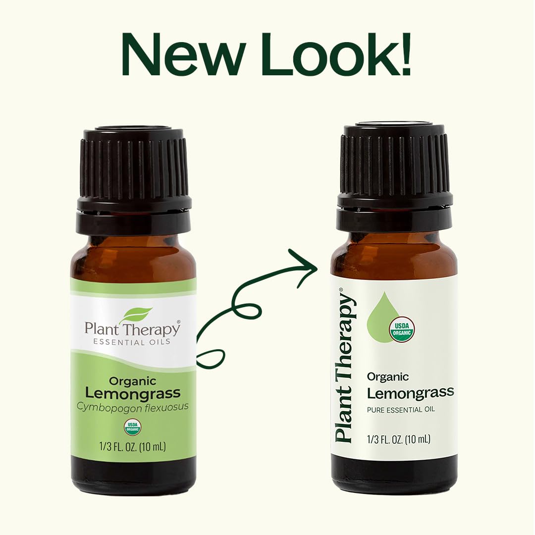 Plant Therapy Organic Lemongrass Essential Oil 100% Pure, USDA Certified Organic, Undiluted, Natural Aromatherapy, Therapeutic Grade 30 mL (1 oz)