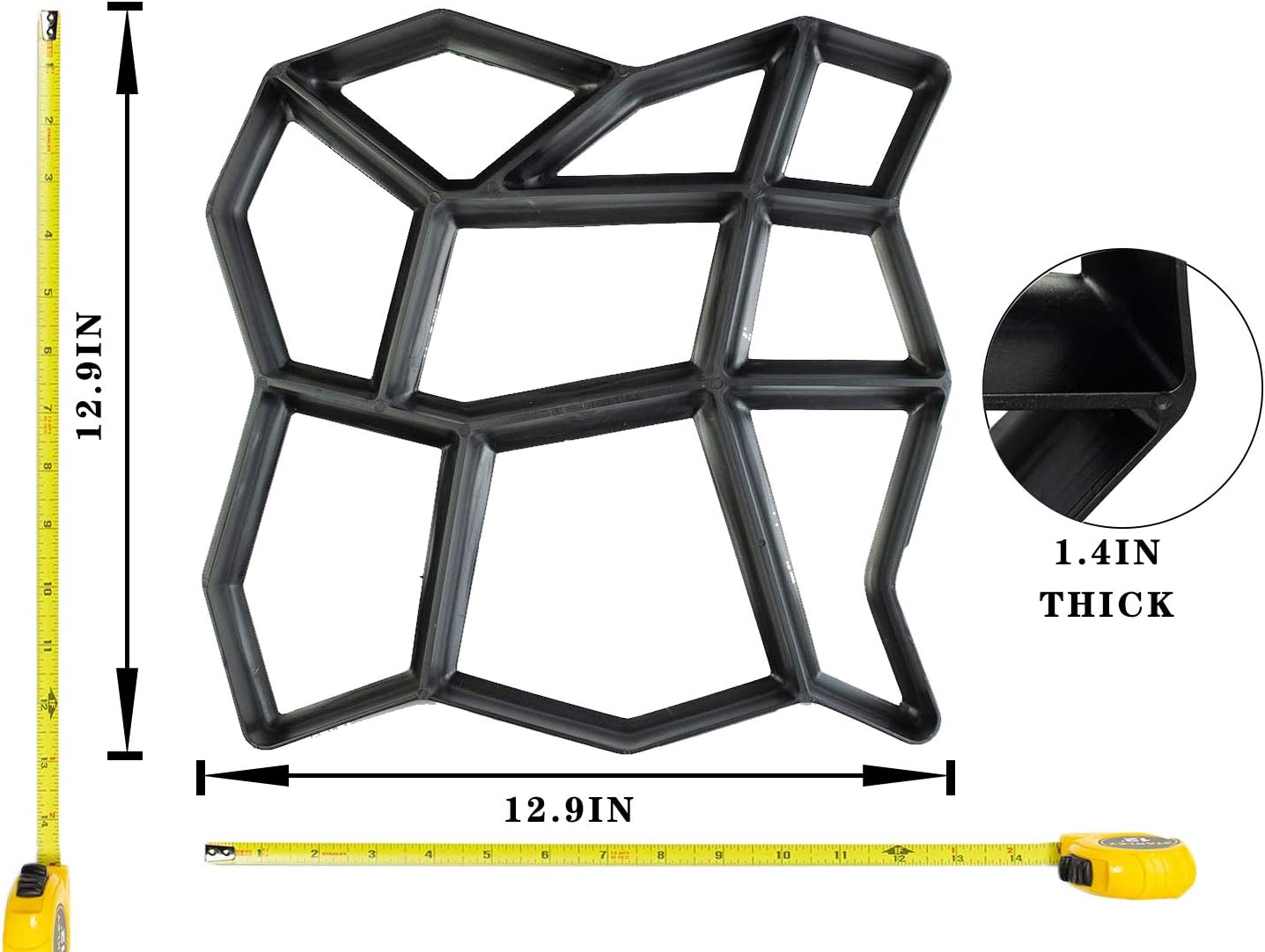 Walk Path Maker, Pathmate Stone Mold Paving Pavement Concrete Molds Stepping Stone Paver Walk Way Cement Molds for Patio, Lawn & Garden(4 Packs 13 x 13 x 1.4 inch)