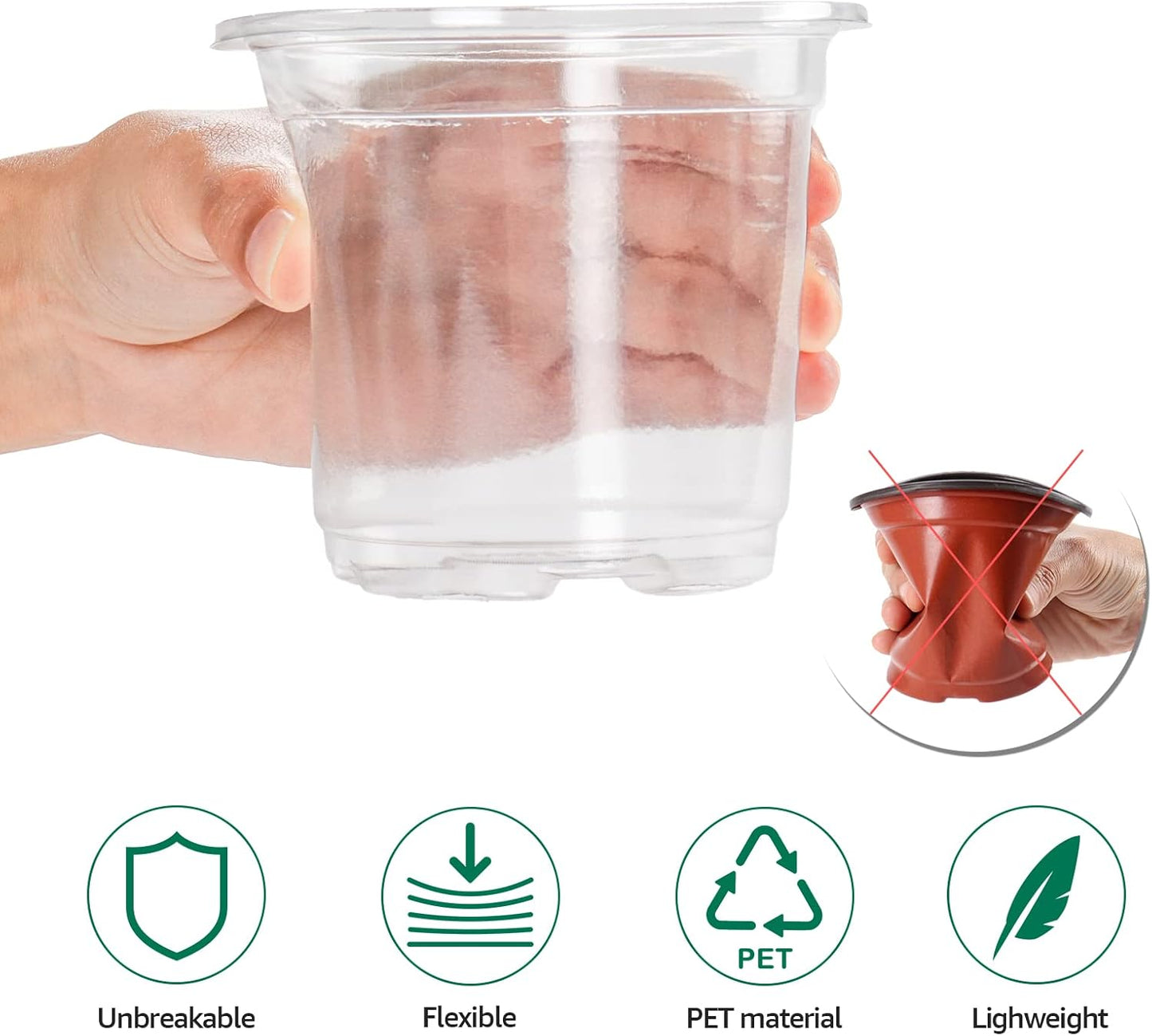 30 Packs 4 Inch Reinforced Clear Nursery Pots with Humidity Dome, Transparent Variety Pack Plastic Plant Pot Seedling Planter Seed Starter Flower