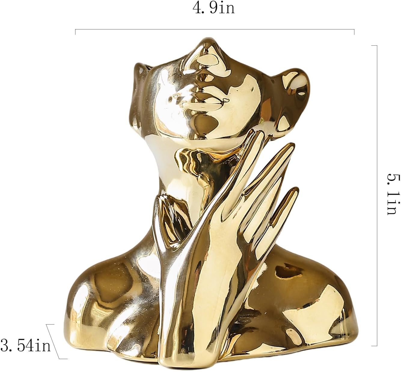 BrownLove Golden Ceramic Face Vase, Modern Golden Decorative Art Vase, Bookshelf Placed On The Desktop, Small Living Room, Office and Bedroom