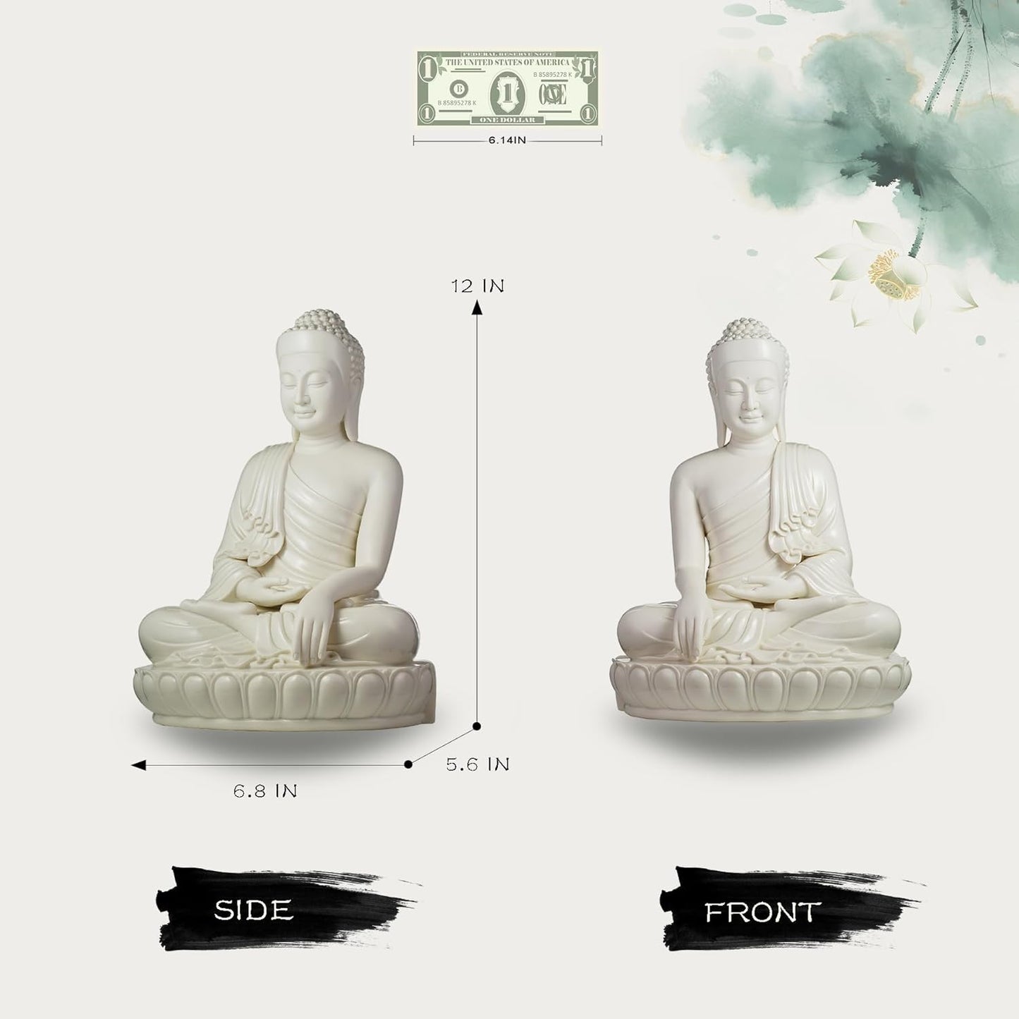 FENGSHUI-CAISHEN Top Ceramic Big Buddha Statue for Home, Meditation Sitting Buddha Figurine, Handmade Buddah, Buda, Budda, Buddha Statue Indoor/Outdoor, Buddha Decor & Gifts, Buddhas