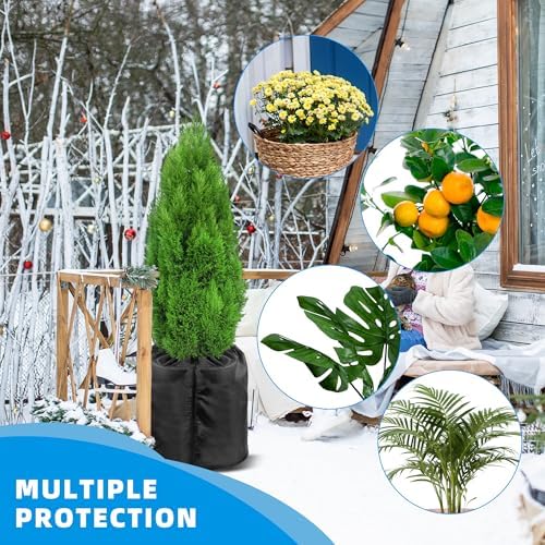 2-Pack Plant Pot Covers for Winter Freeze Protection - 18" x 20" Frost Protection Cover for Outdoor Plants & Shrubs (Silver)